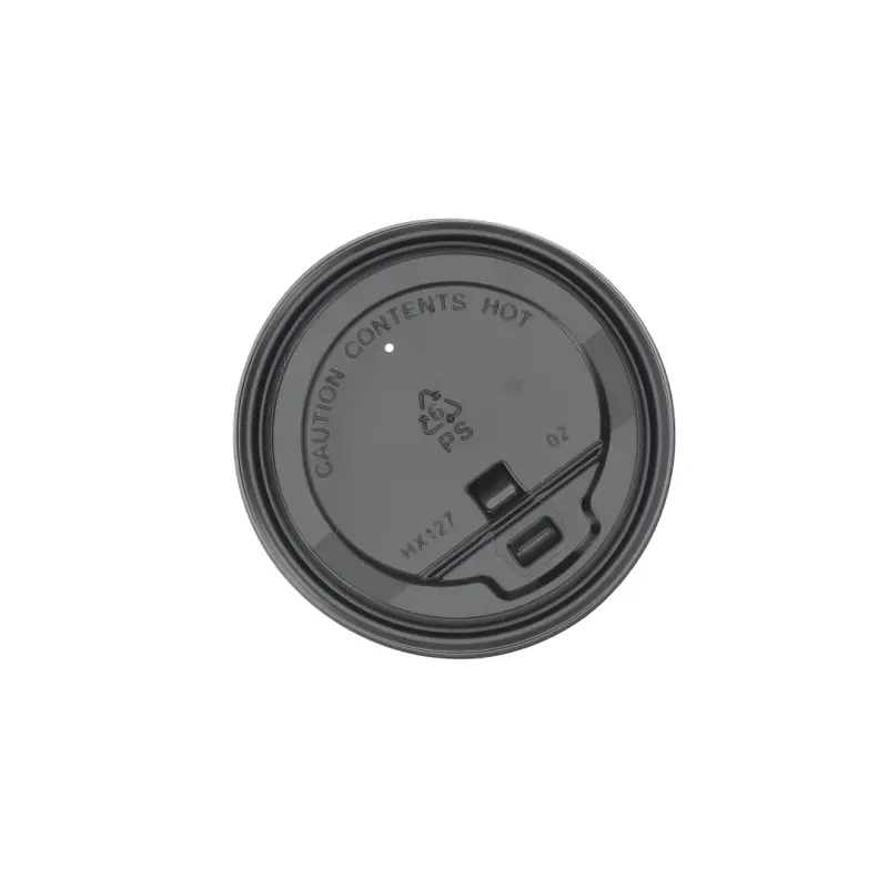 Dangtelis su užraktu, juodas, PS, 12-16oz, 1000 vnt/dėž